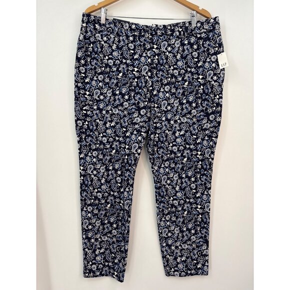 GAP Pants - Gap Curvy Signature Skinny Ankle Floral Paisley Stretch Pant Navy Blue 18 NEW